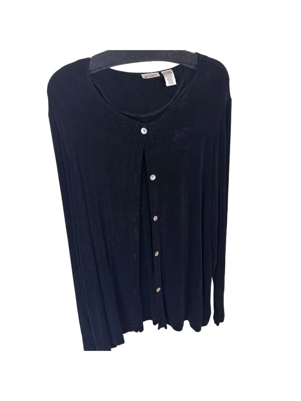 Units Womens Black Button Front Cardigan Tall XXL Slinky Long Sleeve Shirt Top